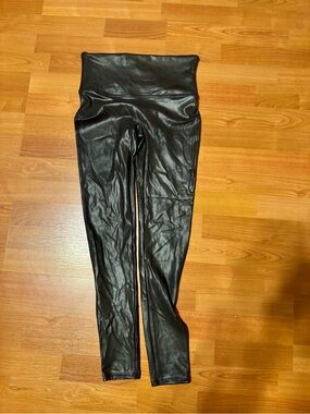 Black Spanx Sparkly Faux Leather Leggings